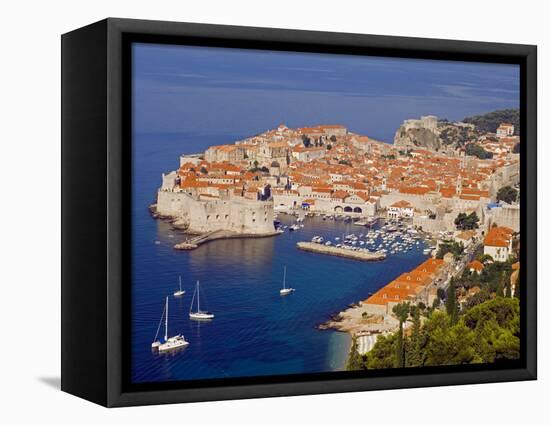 Unesco World Heritage Old Town Harbour, Dubrovnik, Croatia-Christian Kober-Framed Stretched Canvas