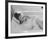 Unexposed Nude Woman in the Bathtub Amid the Bubbles While Smoking a Cigarette-Peter Stackpole-Framed Photographic Print