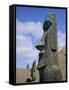 Unfinished Heads on Outer South Slopes of the Crater, Rano Raraku, Easter Island, Chile-Geoff Renner-Framed Stretched Canvas