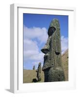 Unfinished Heads on Outer South Slopes of the Crater, Rano Raraku, Easter Island, Chile-Geoff Renner-Framed Photographic Print