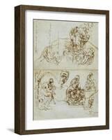 Unfinished Letter with Studies for the Ugolino Group, 1858-Jean-Baptiste Carpeaux-Framed Giclee Print