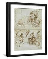 Unfinished Letter with Studies for the Ugolino Group, 1858-Jean-Baptiste Carpeaux-Framed Giclee Print