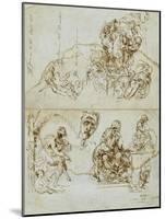 Unfinished Letter with Studies for the Ugolino Group, 1858-Jean-Baptiste Carpeaux-Mounted Giclee Print