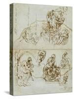 Unfinished Letter with Studies for the Ugolino Group, 1858-Jean-Baptiste Carpeaux-Stretched Canvas
