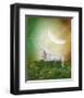 Unicorn and a Big Moon-null-Framed Art Print