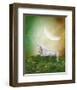 Unicorn and a Big Moon-null-Framed Art Print