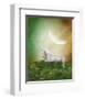 Unicorn and a Big Moon-null-Framed Art Print