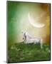 Unicorn and a Big Moon-null-Mounted Art Print