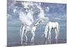 Unicorn and Pegasus on a Beach-null-Mounted Art Print
