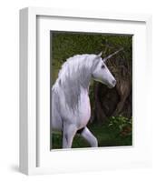 Unicorn Buck in Magical Forest-null-Framed Art Print