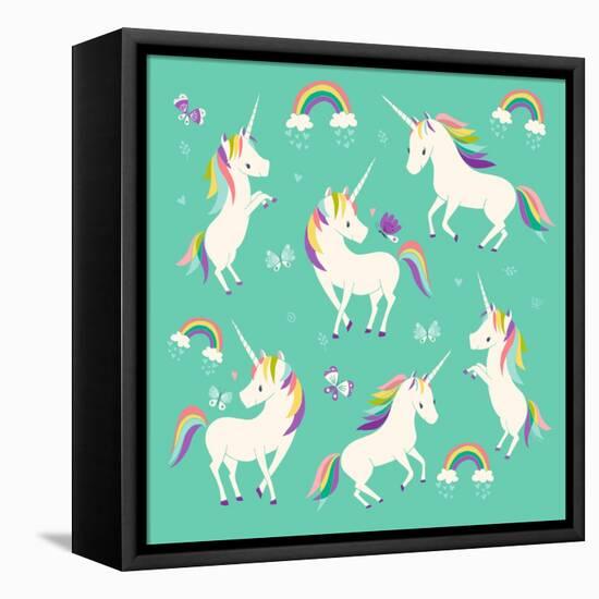 Unicorn Frolic-Heather Rosas-Framed Stretched Canvas
