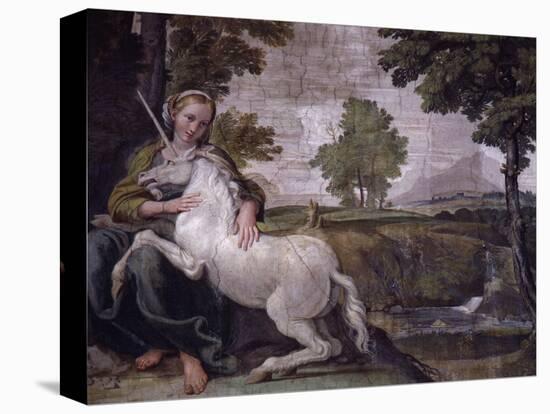 Unicorn, from Loves of the Gods Frescos, Carracci Gallery, Palazzo Farnese, Rome, Italy-Annibale Carracci-Stretched Canvas