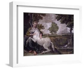 Unicorn, from Loves of the Gods Frescos, Carracci Gallery, Palazzo Farnese, Rome, Italy-Annibale Carracci-Framed Giclee Print