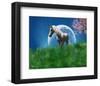 Unicorn in the Field with Moon-null-Framed Art Print