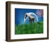 Unicorn in the Field with Moon-null-Framed Art Print