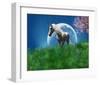 Unicorn in the Field with Moon-null-Framed Art Print