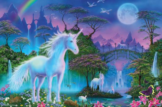 UNICORN MEADOW-null-Lamina Framed Poster