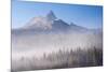 Unicorn Peak Rising Above a Mist Shrouded Forest, Yosemite National Park, California, USA. Autumn-Adam Burton-Mounted Photographic Print