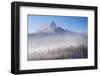 Unicorn Peak Rising Above a Mist Shrouded Forest, Yosemite National Park, California, USA. Autumn-Adam Burton-Framed Photographic Print