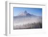 Unicorn Peak Rising Above a Mist Shrouded Forest, Yosemite National Park, California, USA. Autumn-Adam Burton-Framed Photographic Print