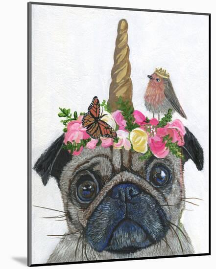 Unicorn Pug-Melissa Symons-Mounted Art Print