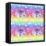 Unicorn Rainbow Ombre Pattern-Sheena Pike Art And Illustration-Framed Stretched Canvas