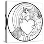 Unicorn round Print-null-Stretched Canvas