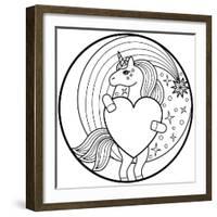 Unicorn round Print-null-Framed Art Print
