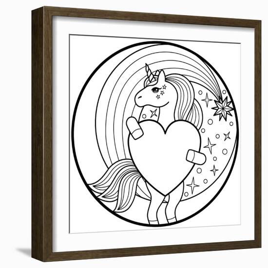 Unicorn round Print-null-Framed Art Print