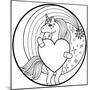 Unicorn round Print-null-Mounted Art Print