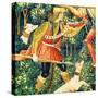 Unicorn Tapestry Detail With A Hunter And Dogs-null-Stretched Canvas