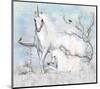 Unicorn with Foal in Winter -null-Mounted Art Print