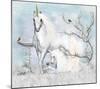 Unicorn with Foal in Winter -null-Mounted Art Print