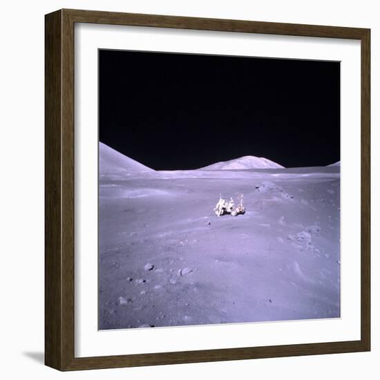 Unident. Apollo 17 Astronaut in Lunar Surface Vehicle During Lunar Exploration-null-Framed Photographic Print