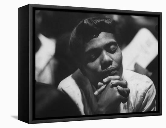 Unidentified African American Woman at Meeting During Bus Boycott-null-Framed Stretched Canvas