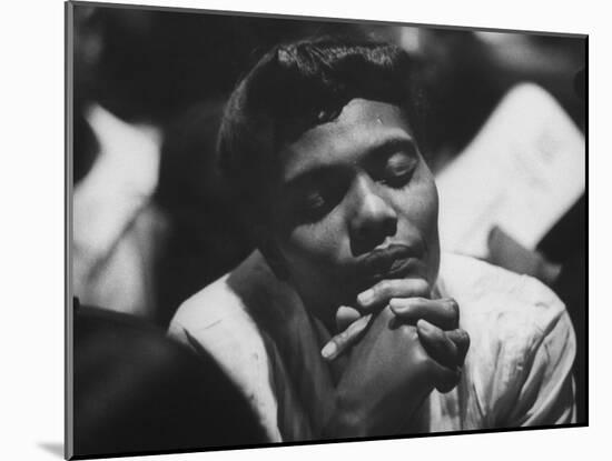Unidentified African American Woman at Meeting During Bus Boycott-null-Mounted Photographic Print