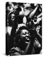 Unidentified African American Women at Meeting First Baptist Church During Bus Boycott-null-Stretched Canvas