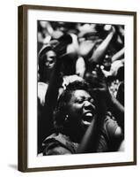 Unidentified African American Women at Meeting First Baptist Church During Bus Boycott-null-Framed Photographic Print