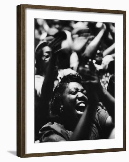 Unidentified African American Women at Meeting First Baptist Church During Bus Boycott-null-Framed Photographic Print