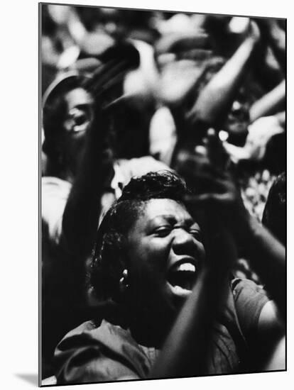 Unidentified African American Women at Meeting First Baptist Church During Bus Boycott-null-Mounted Photographic Print