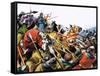 Unidentified Battle Scene with Armoured Cavalry Horses Used Against Enemy with Spears-null-Framed Stretched Canvas