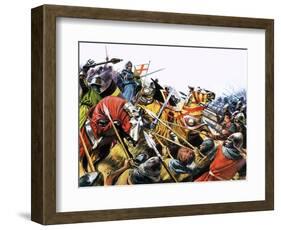 Unidentified Battle Scene with Armoured Cavalry Horses Used Against Enemy with Spears-null-Framed Giclee Print