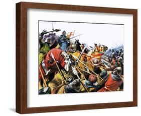 Unidentified Battle Scene with Armoured Cavalry Horses Used Against Enemy with Spears-null-Framed Giclee Print