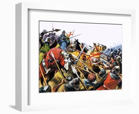 Unidentified Battle Scene with Armoured Cavalry Horses Used Against Enemy with Spears-null-Framed Giclee Print