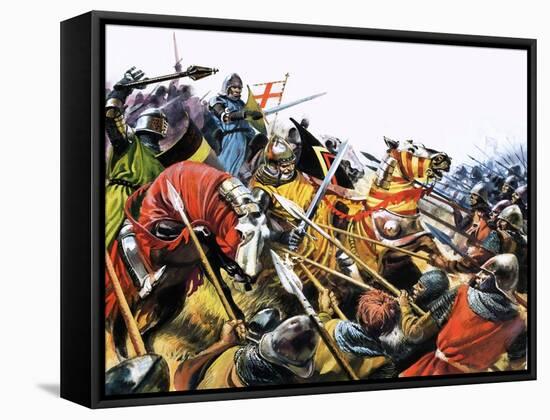 Unidentified Battle Scene with Armoured Cavalry Horses Used Against Enemy with Spears-null-Framed Stretched Canvas