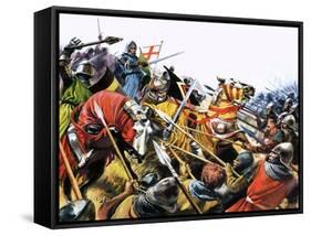 Unidentified Battle Scene with Armoured Cavalry Horses Used Against Enemy with Spears-null-Framed Stretched Canvas