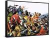 Unidentified Battle Scene with Armoured Cavalry Horses Used Against Enemy with Spears-null-Framed Stretched Canvas