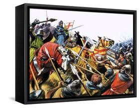 Unidentified Battle Scene with Armoured Cavalry Horses Used Against Enemy with Spears-null-Framed Stretched Canvas