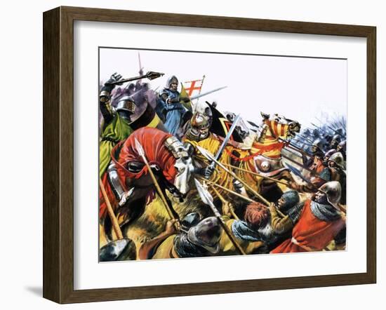 Unidentified Battle Scene with Armoured Cavalry Horses Used Against Enemy with Spears-null-Framed Giclee Print