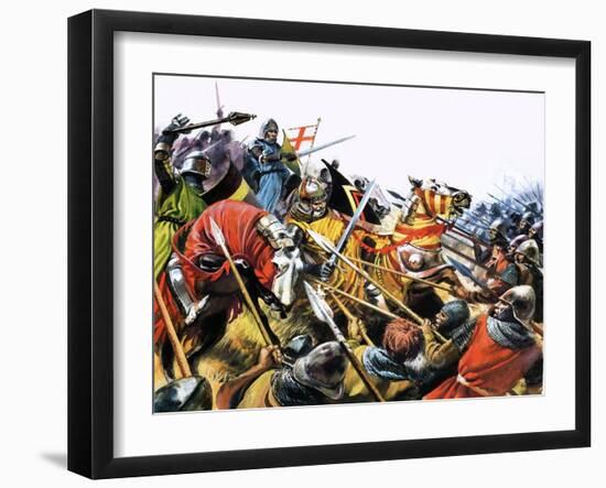 Unidentified Battle Scene with Armoured Cavalry Horses Used Against Enemy with Spears-null-Framed Giclee Print